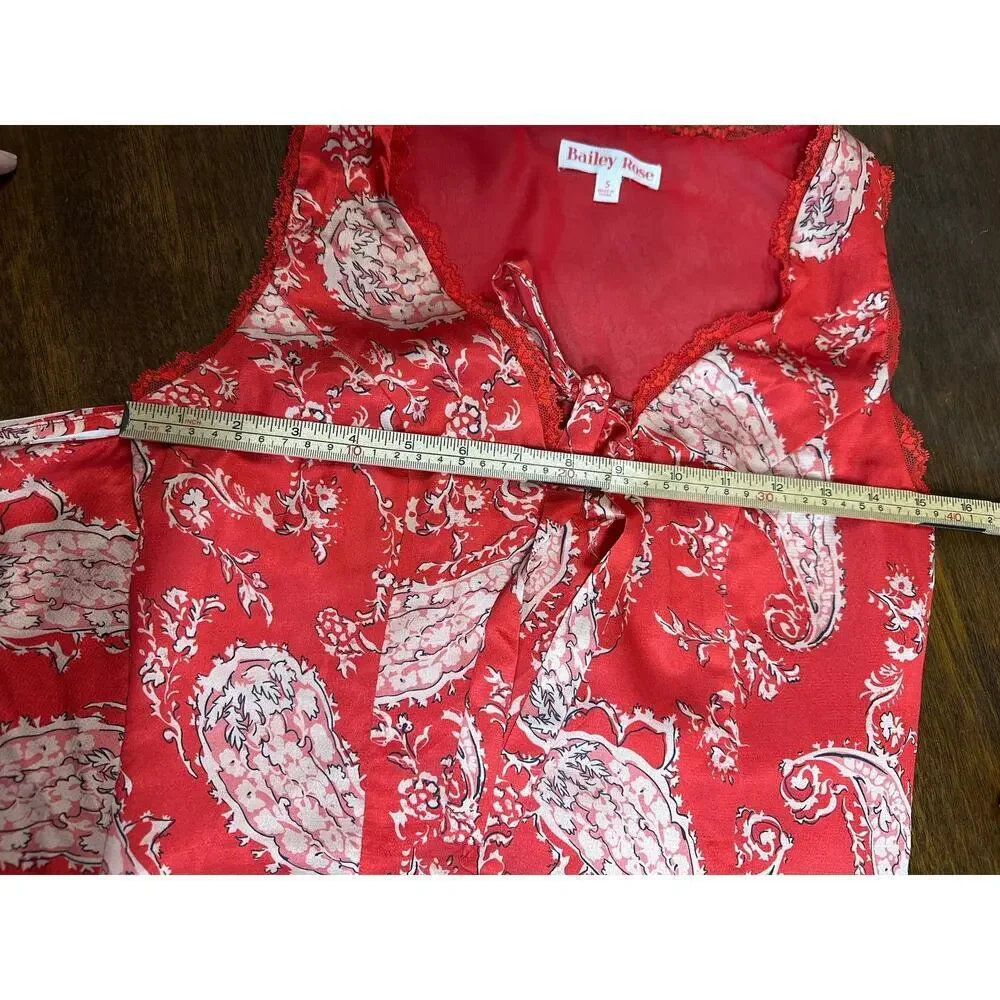 Western Y2K Coquette Babydoll Top Skirt Set Women Small Lace Paisley Boho Silky - Picture 5 of 16